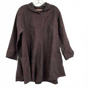 South Street Linen Brown Blouse | Linen Tunic, Women’s Regular 2